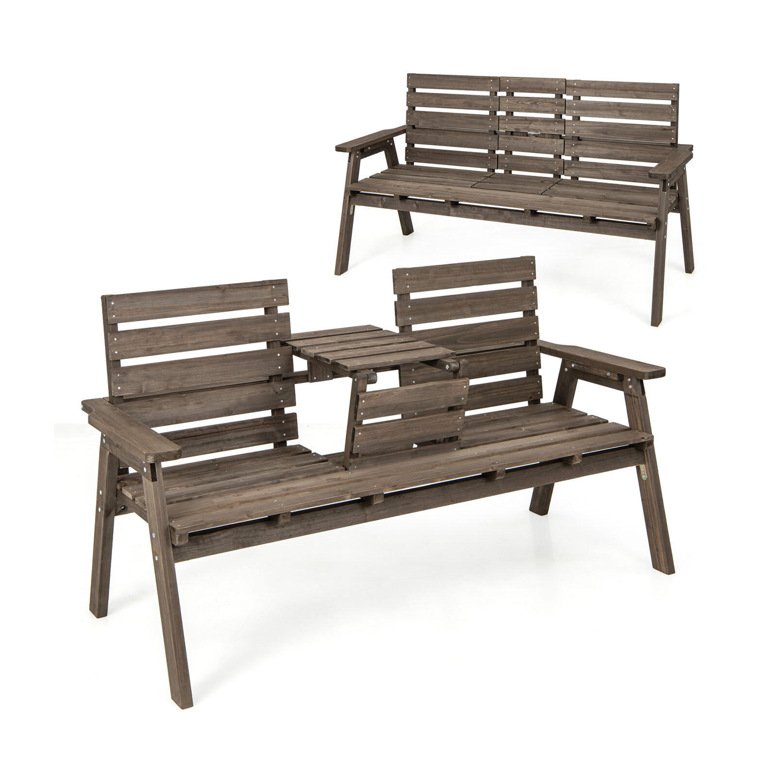 GARTENBANK Kaffee - Braun, Holz (64/86/160cm) - COSTWAY