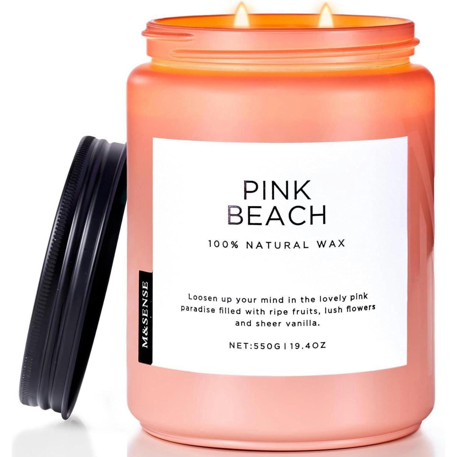 DUFTKERZE Pink Beach 550g Sojawachs 110h Brenndauer - Rosa, Paraffin (13cm)