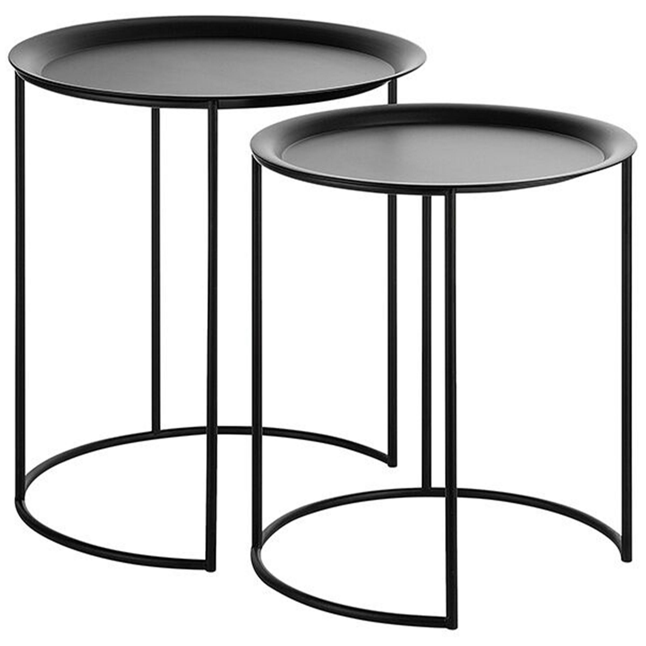BEISTELLTISCH 2er-Set Rund Schwarz Twins - Schwarz, Metall (40/40cm) - Beliani