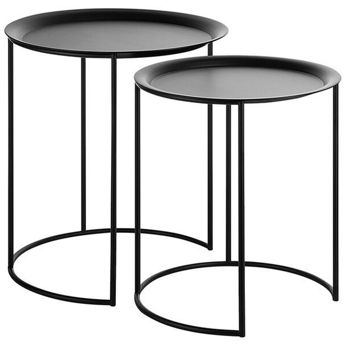 BEISTELLTISCH 2er-Set Rund Schwarz Twins - Schwarz, Metall (40/40cm) - Beliani