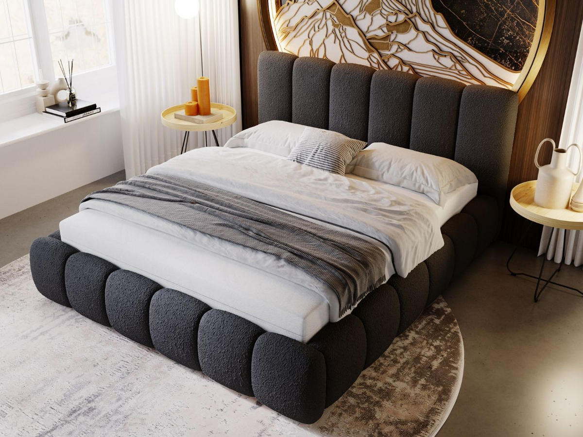 POLSTERBETT Cloud 200x200 Bouclé-Stoff Schwarz - Schwarz, Textil (200/200cm) - Graingold
