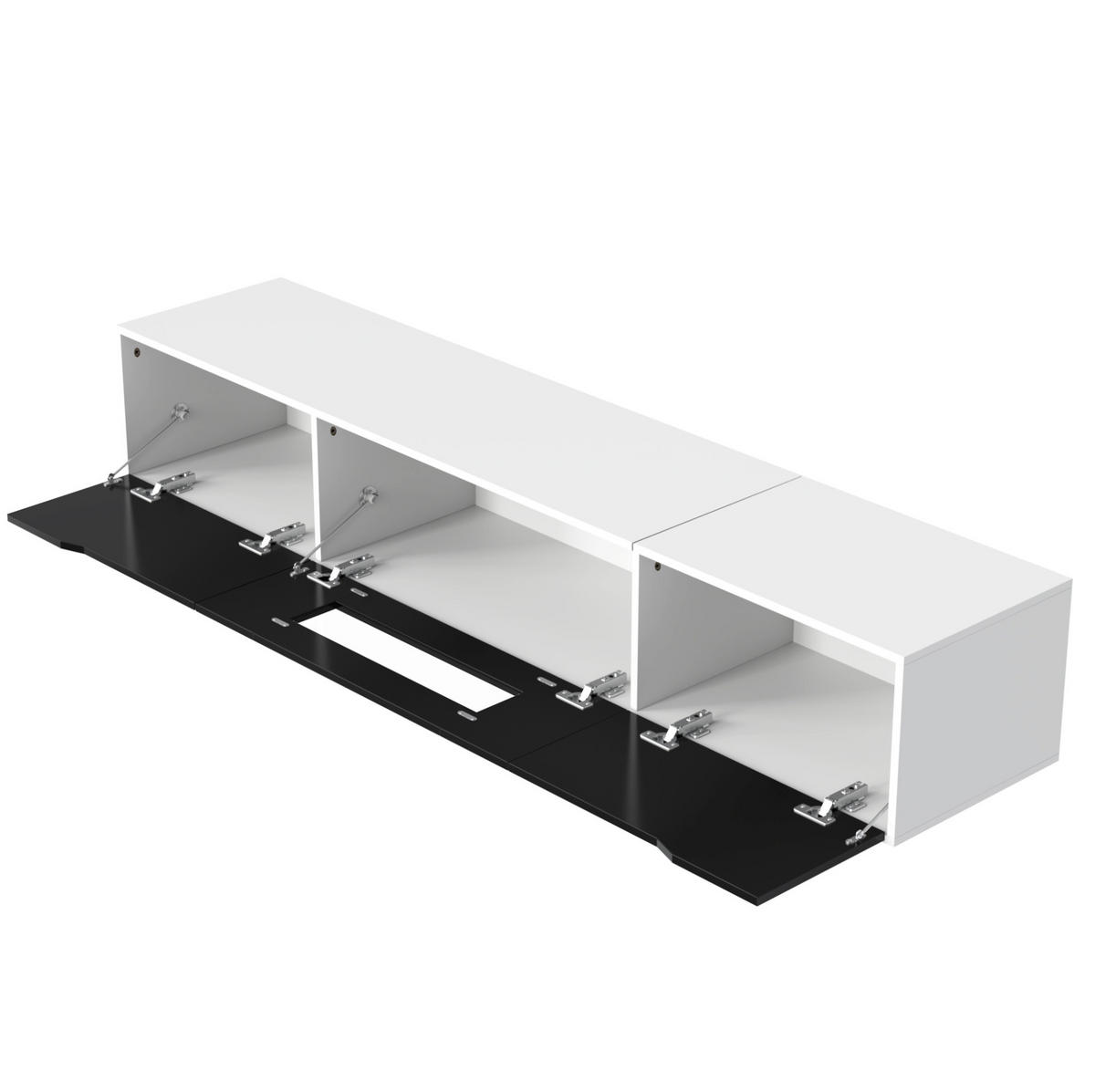 LOWBOARD 180/35/30 cm Weiß/Schwarz aus Spanplatte mit LED-Beleuchtung - Schwarz, Holzwerkstoff (35/30/180cm) - OKMYHOME