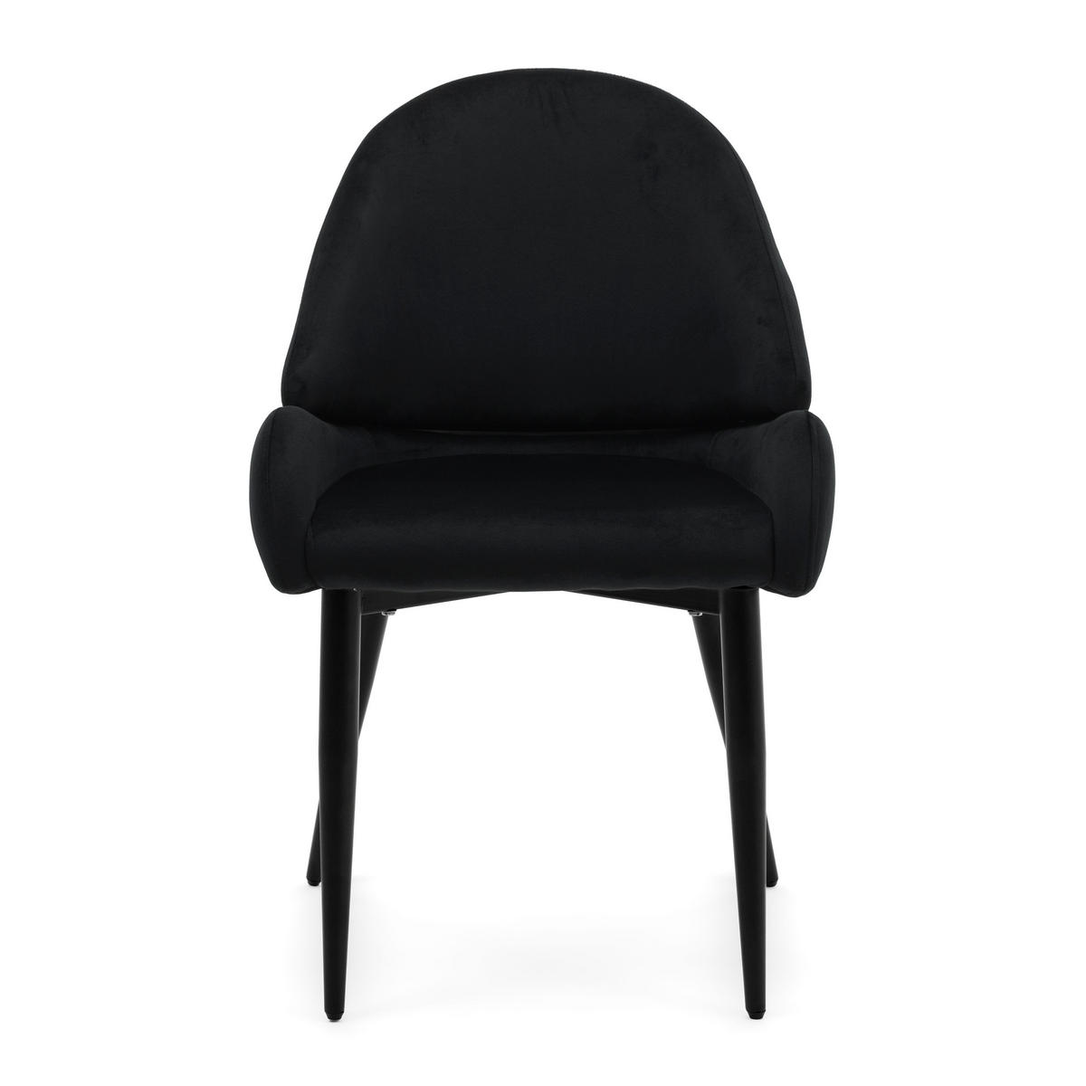 STUHL BERGAMO gepolsterter mit Steppung - schwarz - Samt Velour - Schwarz, Textil/Metall (56/91/61cm) - NEW HOME