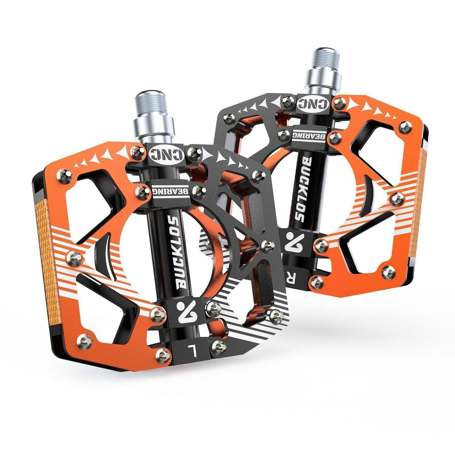 MTB Plattform Pedale Aluminium CNC 9/16" Schwarz/Orange - Orange, Metall (10/1.5/12.2cm)