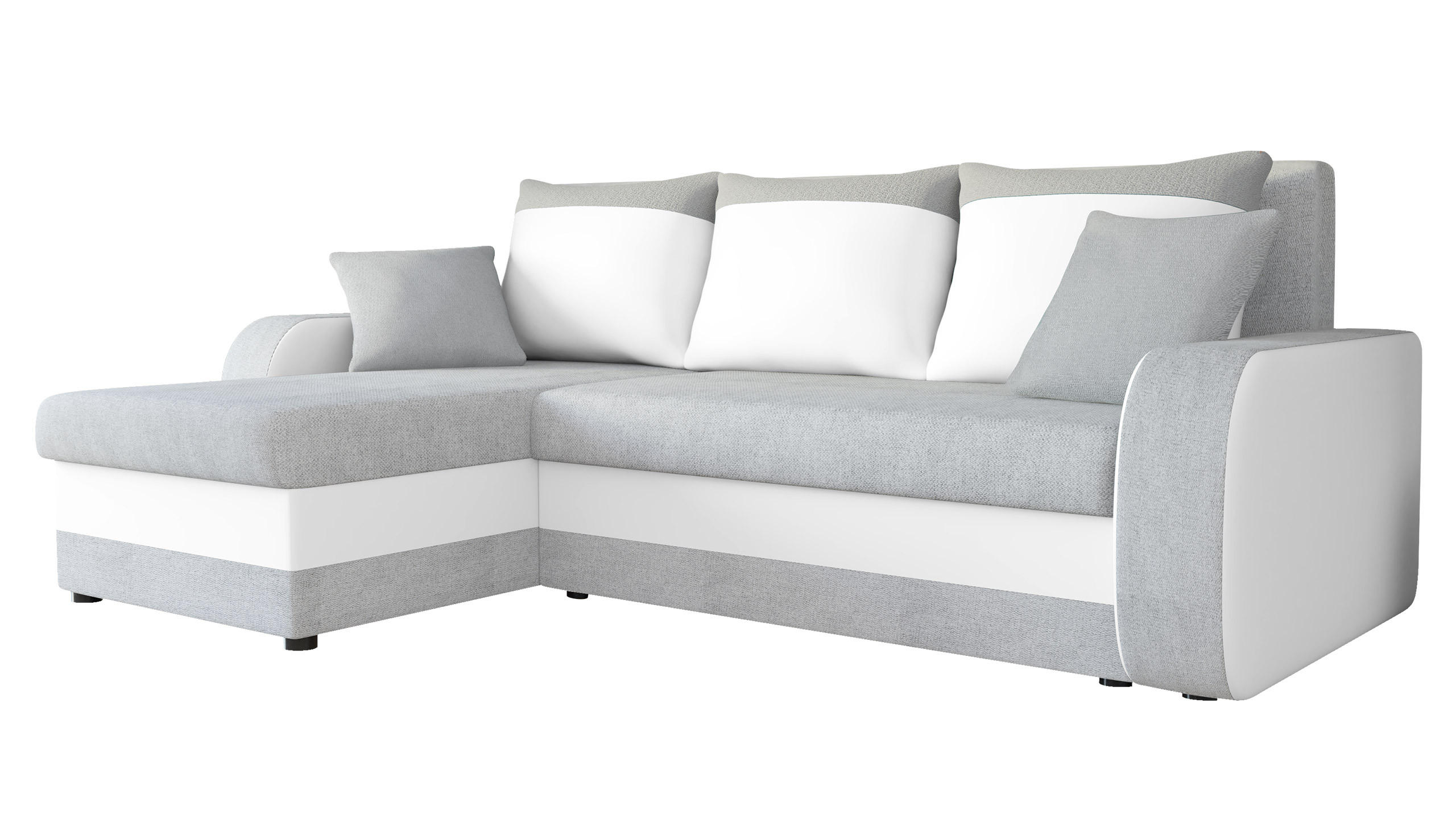 ECKSOFA Kris Lux - Silberfarben/Schwarz, Holz/Kunststoff (238/147cm) - MIRJAN24