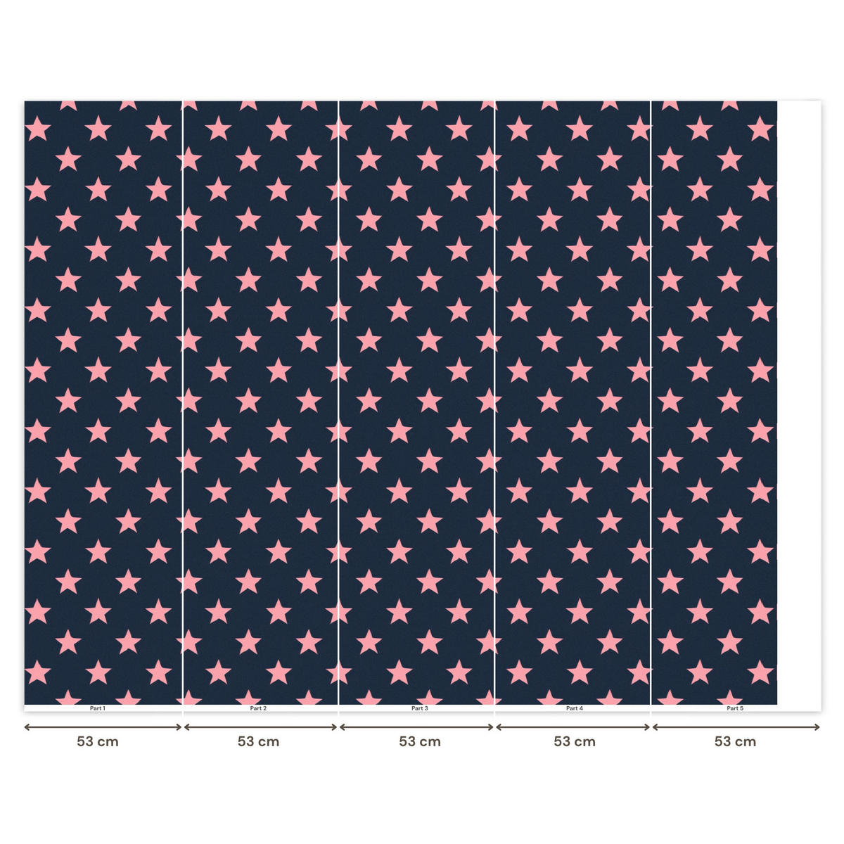 KINDERTAPETE - Muster - Sterne - Rosa - 260x220 cm - Anthrazit, Papier (260/220cm) - OnlyWow