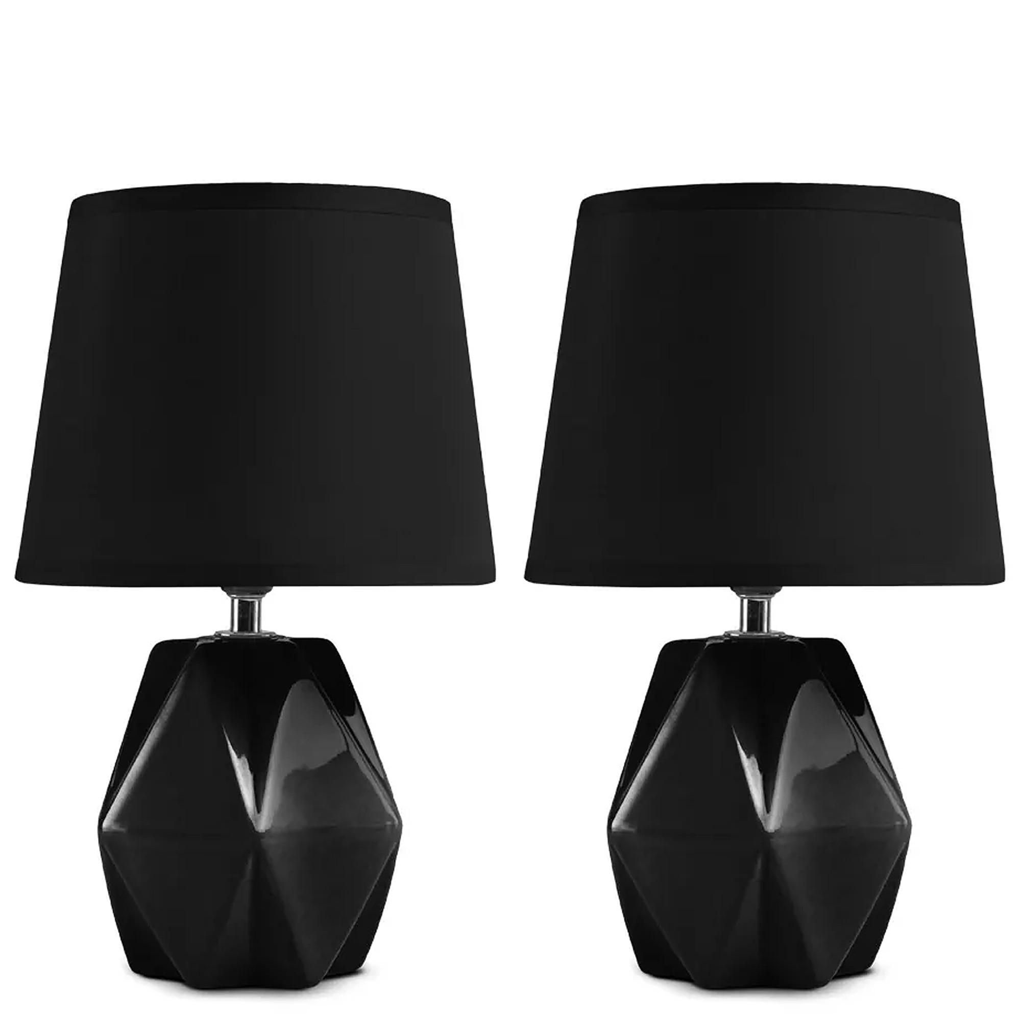 TISCHLEUCHTE FABO, Tischlampe 2-er Set, Schwarz - Schwarz, Keramik/Textil (18/18/29.5cm) - KONSIMO®