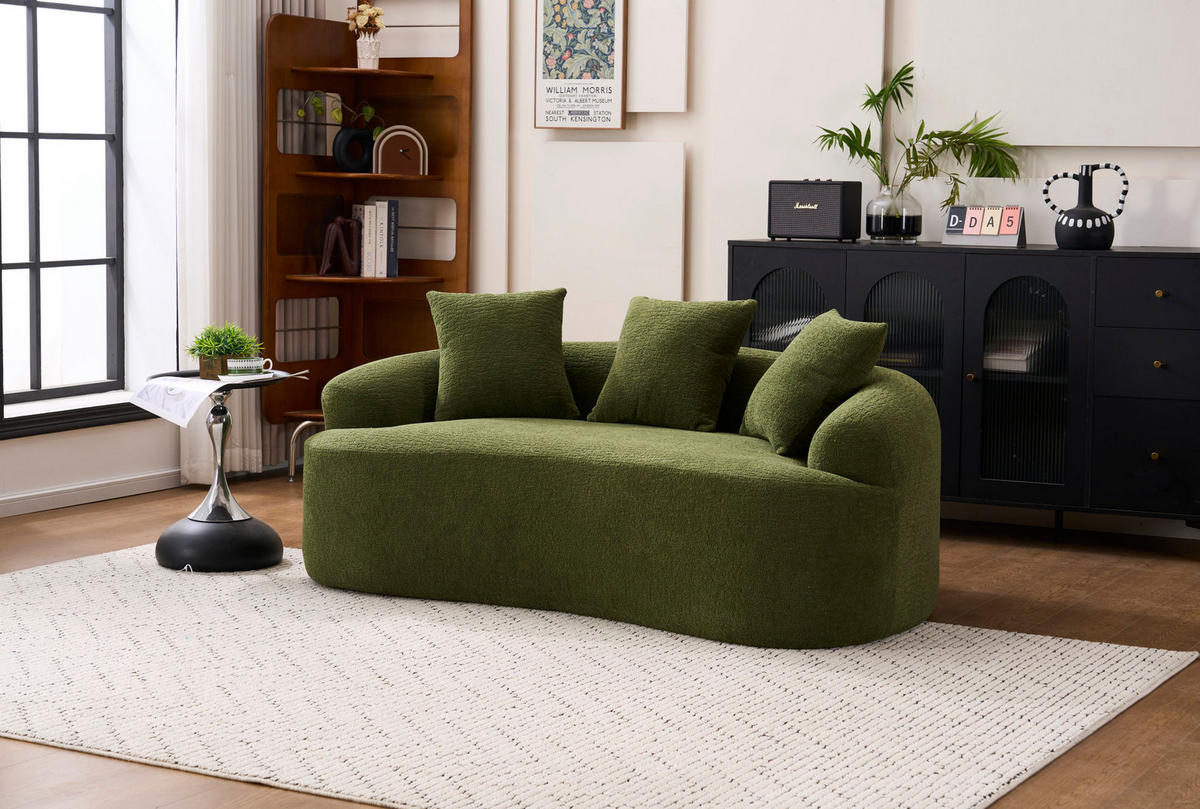 ZWEISITZER-SOFA mit tiefer Sitzfläche Chenille Grün - Grün, Kunststoff (153/63/94cm) - Meubliv