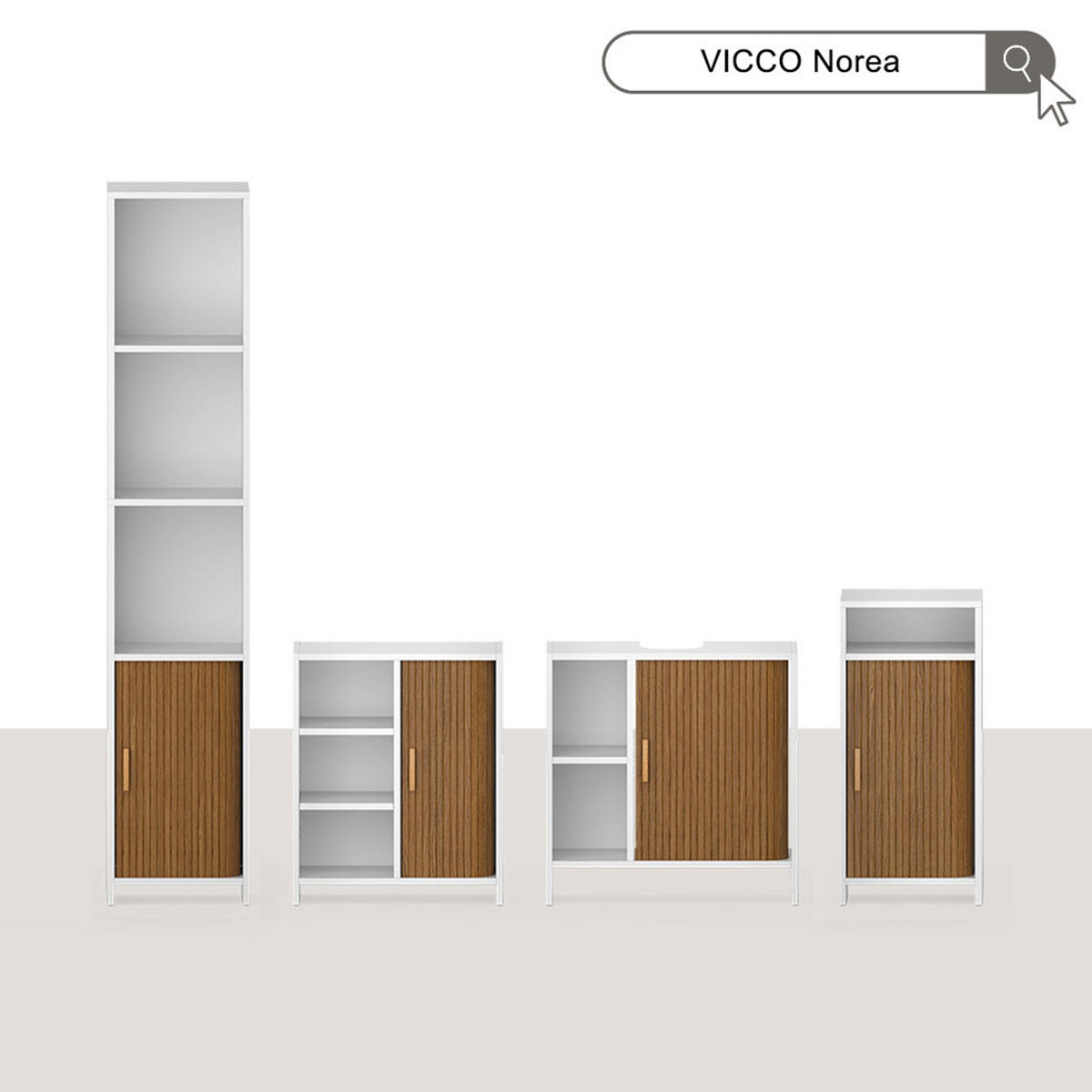 BADMÖBEL-SET Norea, Eiche/Weiß, 3-teilig - Eichefarben/Weiß, Holzwerkstoff (60/60/30cm) - Vicco