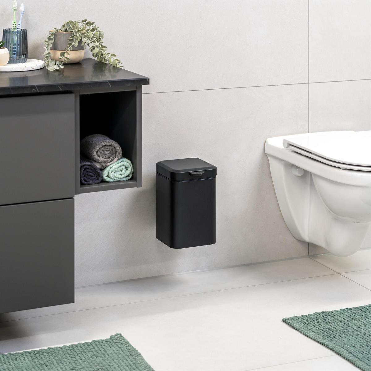 WAND-KOSMETIKEIMER 3 Liter, schwarz - Schwarz, Metall (16/24/23cm) - bremermann