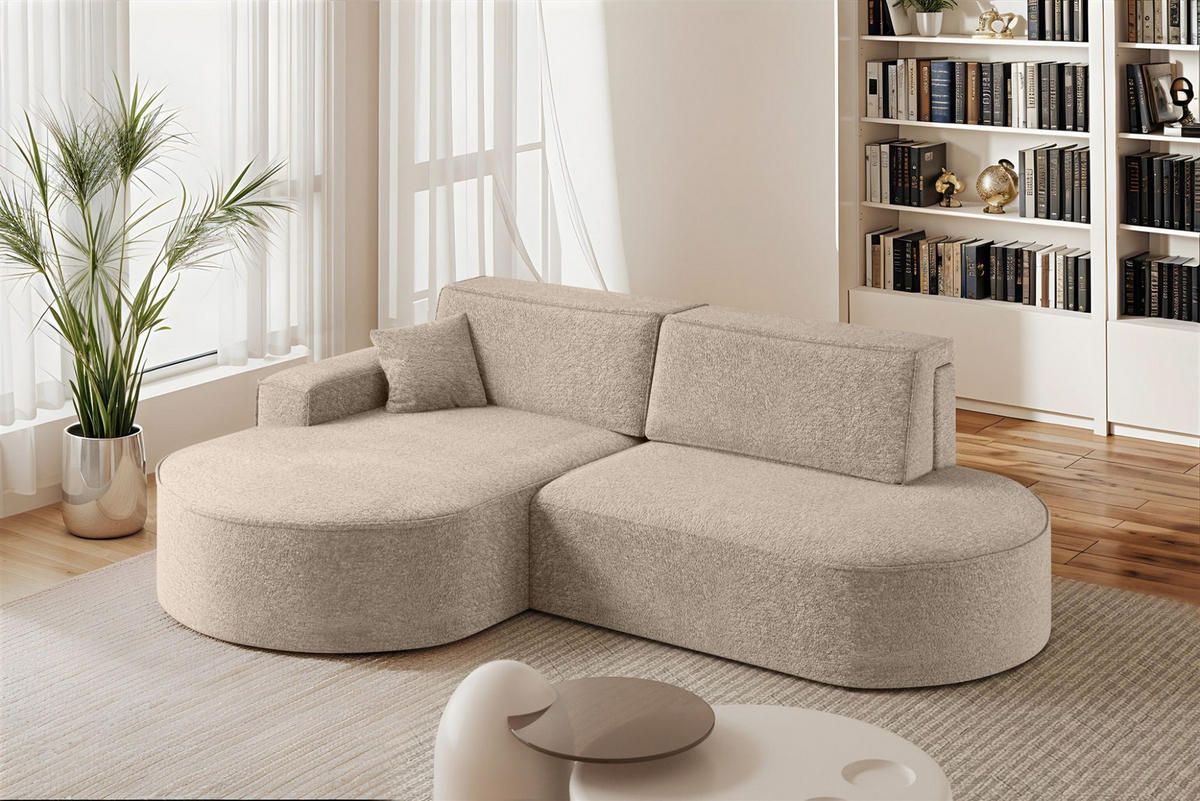 ECKSOFA Venedig Mit Schlaffunktion - Beige, Holzwerkstoff/Textil (278/179cm) - Fun Möbel