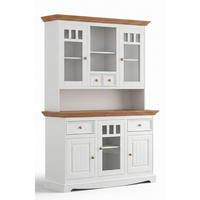 BUFFETSCHRANK Belluno Elegante Kiefer weiß (RAL9010) lackiert / Kiefer gebeizt, Eichefarben 130 / 45 / 190cm - Eichefarben/Weiß, Holz/Metall (130/190/45cm) - Feldmann-Wohnen