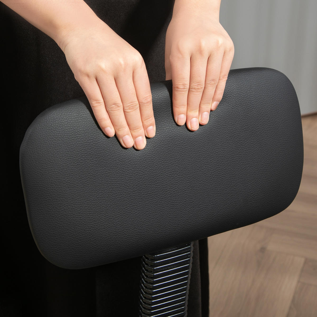 KONTORSTOL Ergonomisk ritstol, justerbar höjd datastol med fotring - Svart, Plast (52/92/52cm) - HOMCOM