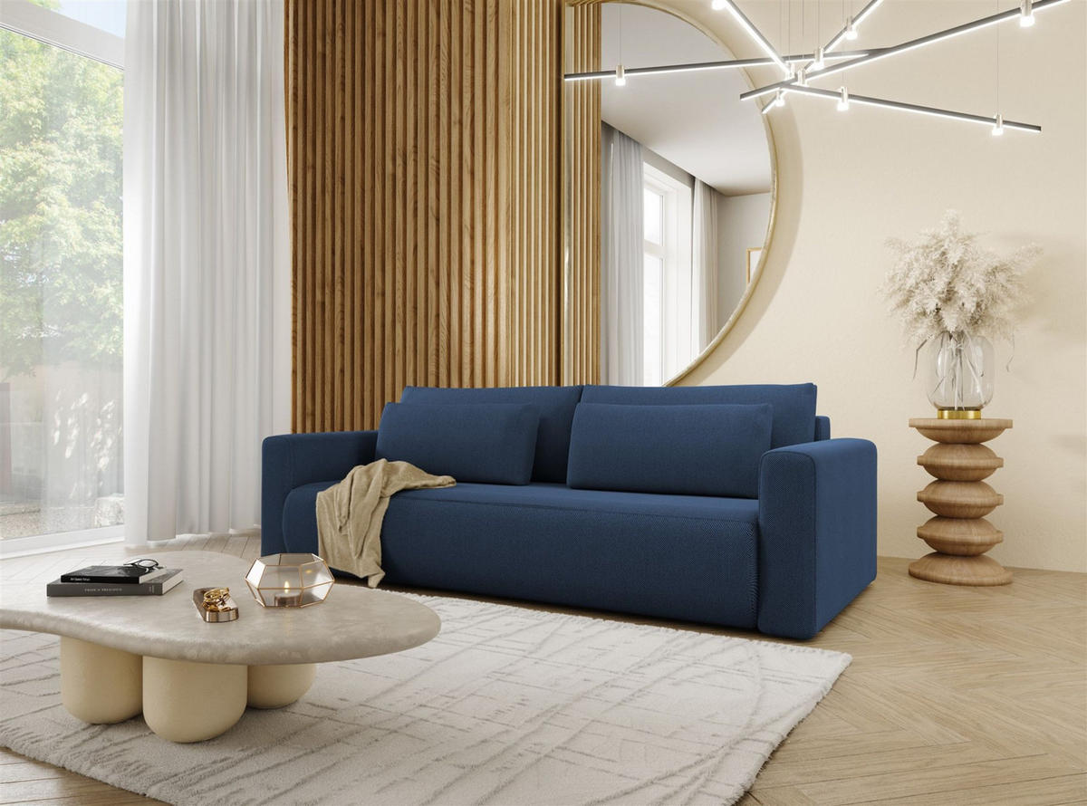 SOFA Schlafsofa Chaira - Dunkelblau, Holzwerkstoff/Textil (238/85/103cm) - Fun Möbel