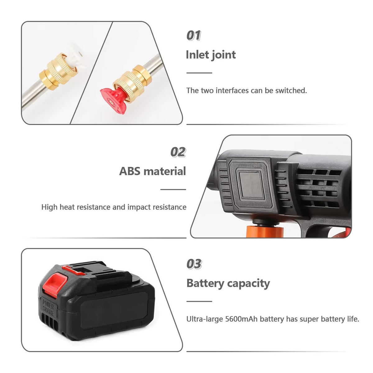 ELEKTRO-HOCHDRUCKREINIGER 50Bar, für Makita 24V Batterie mit 1 Batterie - Schwarz, Metall (41.5/23cm) - Coonoor