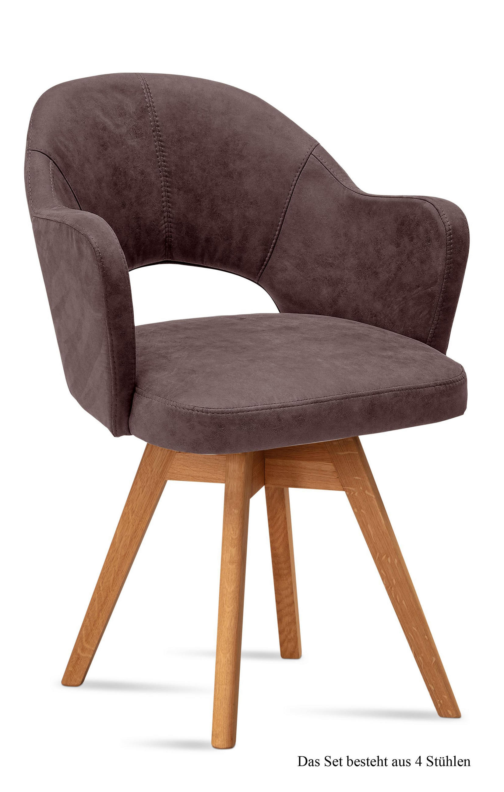 ARMLEHNSTUHL drehbar (4er-Set) Dosya 59x87x61 Eiche geölt/Braun - Eichefarben/Braun, Kunststoff (61/87/59cm) - 58aufmkessel