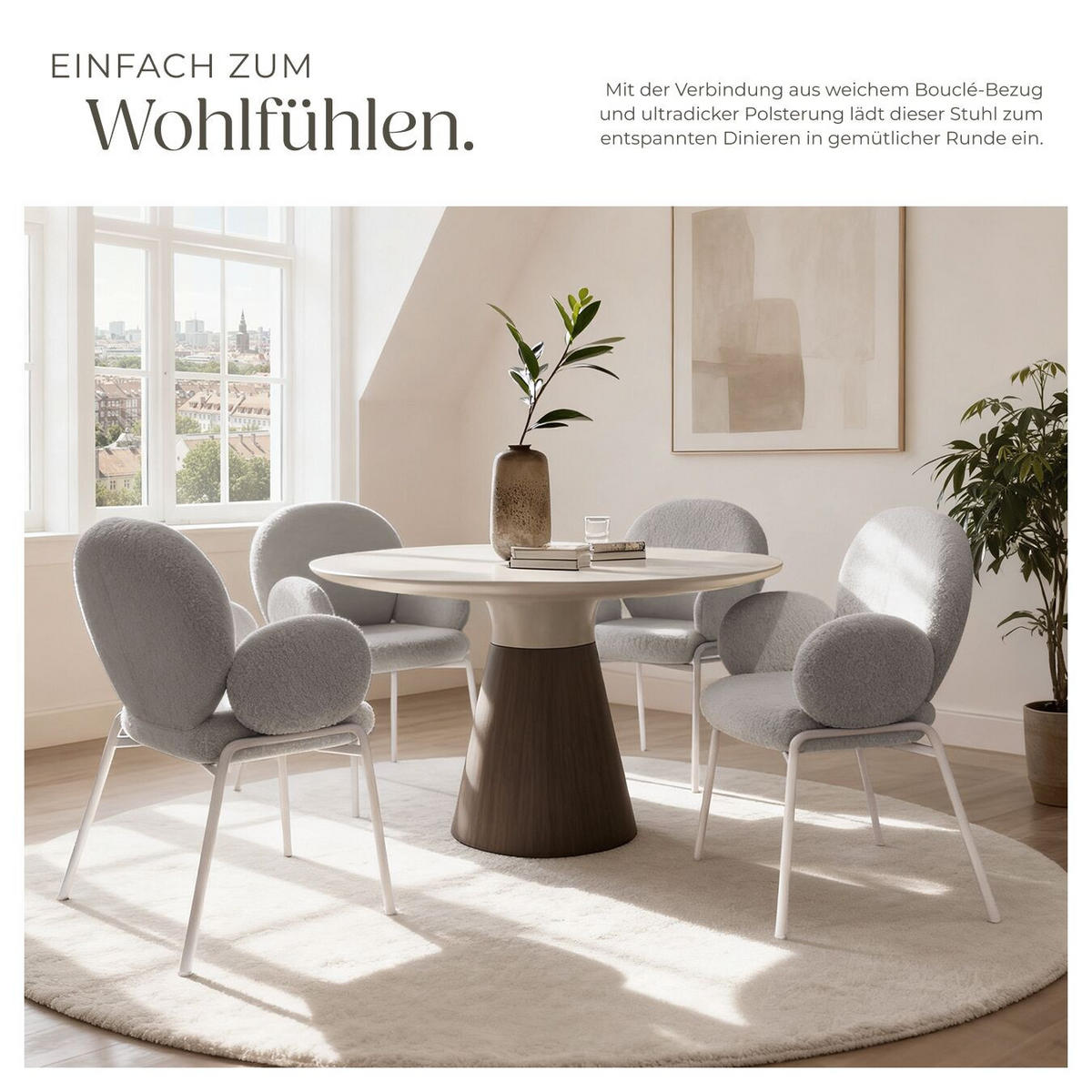 STUHL 6er Set Scandi Belastbarkeit 120 kg 61 5 x 62 x 90 - Hellgrau, Kunststoff (62/90/61.5cm) - tectake