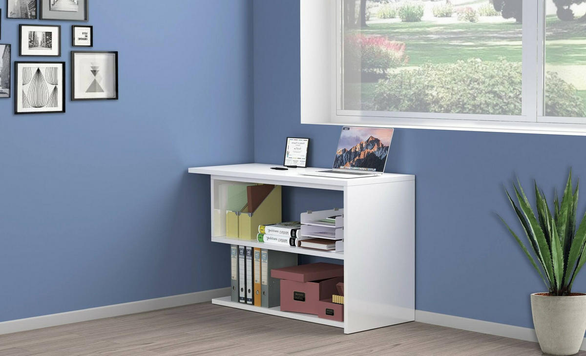 SCHREIBTISCH Glänzendes Weiß 50/120/75 cm - Weiß, Holzwerkstoff (50/120/75cm) - DMORA