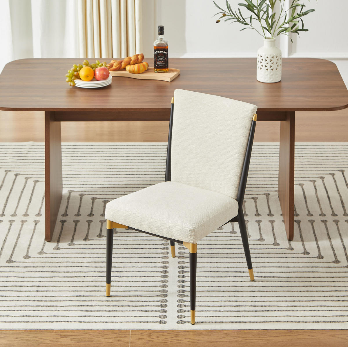 ESSZIMMERSTUHL 2er-Set skandinavischer Stil Stoff Beige - Beige, Metall (49/85/59cm) - Meubliv