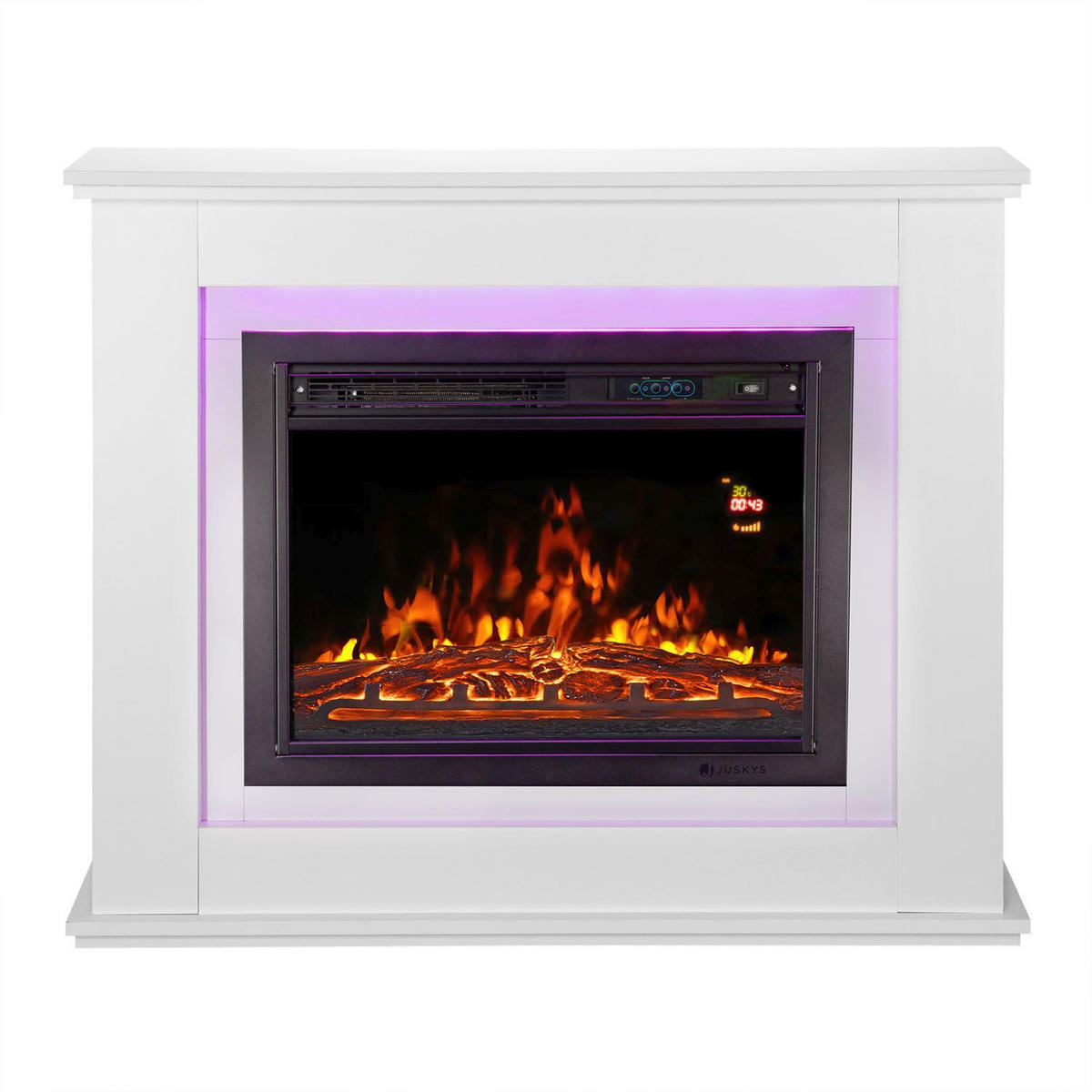 ELEKTROKAMIN 2000W rechteckig weiß mit Flammeneffekt - Weiß, Holz (100/82/28cm) - Juskys