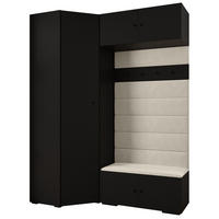 GARDEROBEN-SET 236,7/181,7/47 - Beige/Schwarz, Holz/Metall (181.7/236.7/47cm) - Abiks Möbel