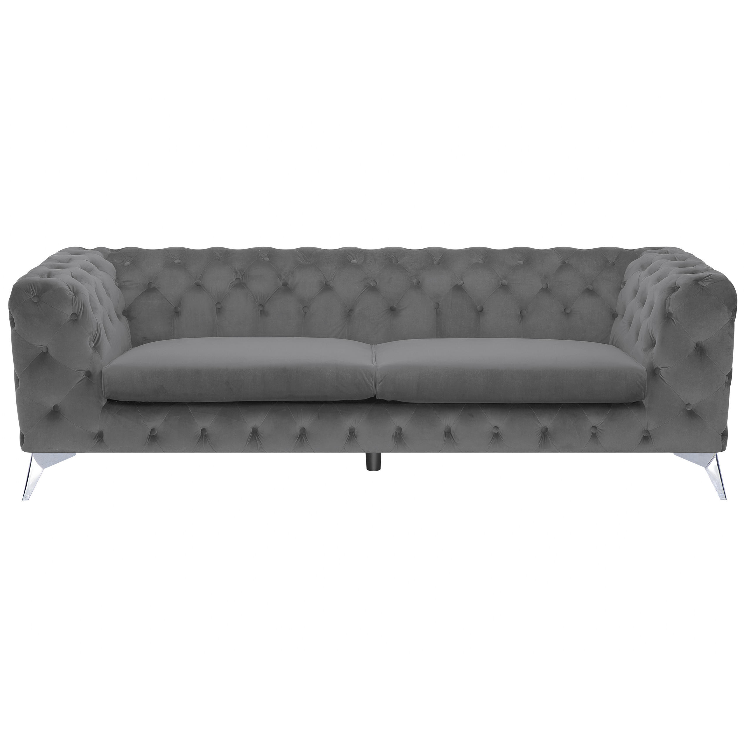 3-SITZER-SOFA Samtstoff Grau Sotra - Grau, Textil (224/70/85cm) - Beliani