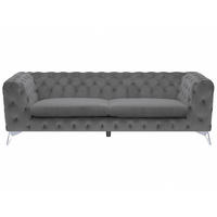 3-SITZER-SOFA Samtstoff Grau Sotra - Grau, Textil (224/70/85cm) - Beliani
