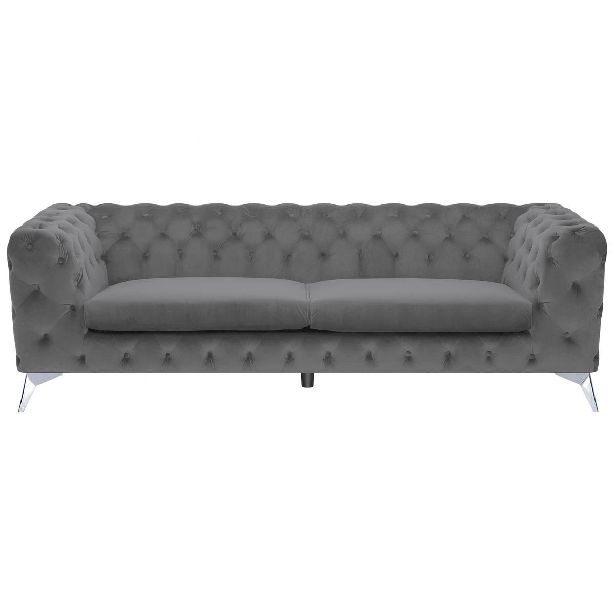 3-SITZER-SOFA Samtstoff Grau Sotra - Grau, Textil (224/70/85cm) - Beliani