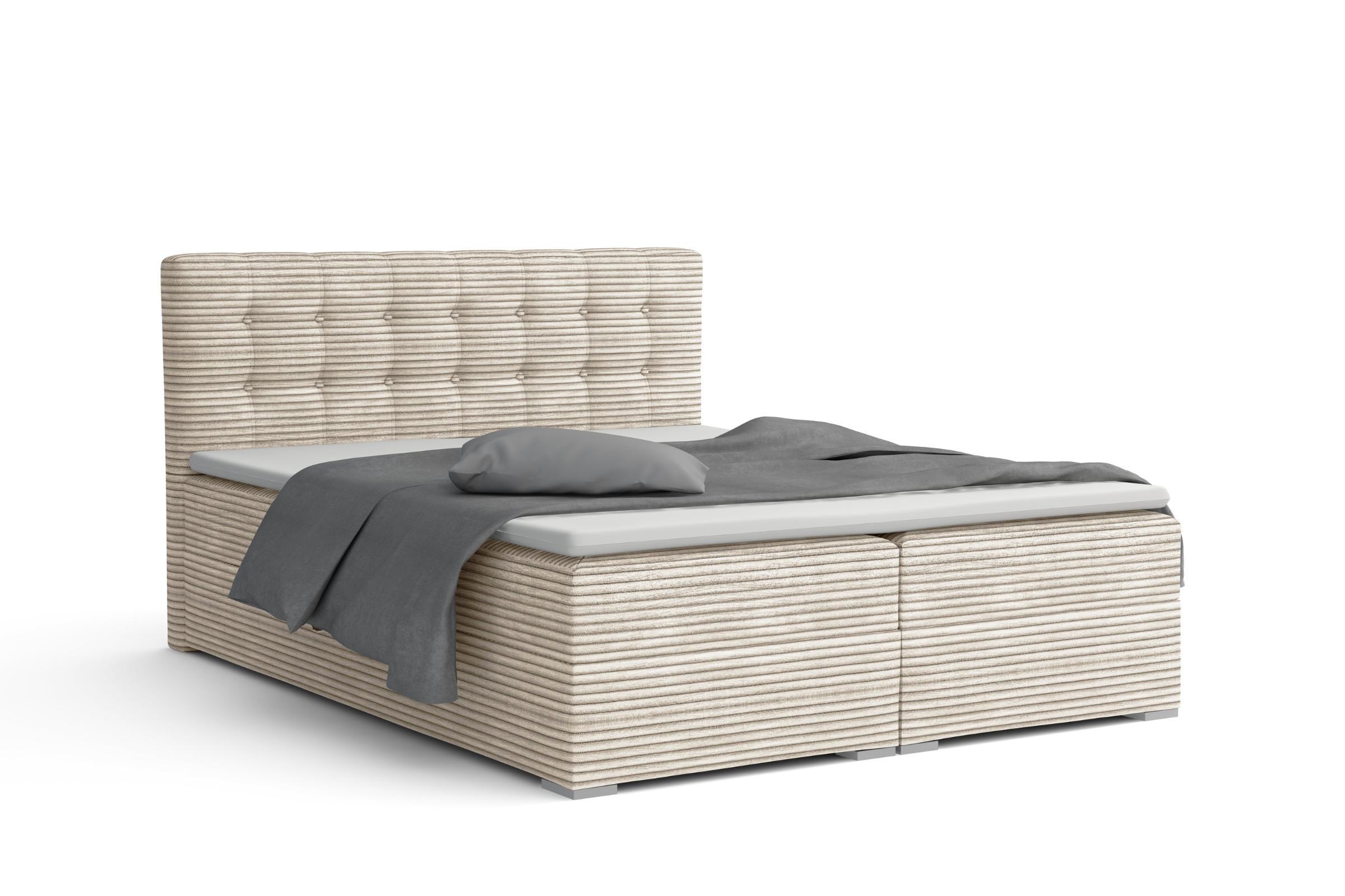 BOXBETT CYNTHIA 200/200 in Cord Creme H3 - Creme, Holz/Holzwerkstoff (200/200cm) - Deine Möbel 24