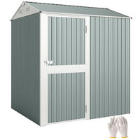 GERÄTEHAUS DE-08153 hoch, abschließbar mit Satteldach & Lüftung - Hellgrau, Metall (177/236/209cm) - ComfortXL
