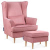 OHRENSESSEL STRALIS mit Sitzhocker, rosa - Pink, Textil (82/108/80cm) - KONSIMO®