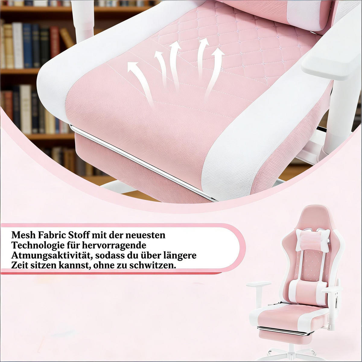 GAMINGSTUHL Pink/Weiß 70/70/127 cm - Pink, Metall (70/127/70cm) - PANGIVO