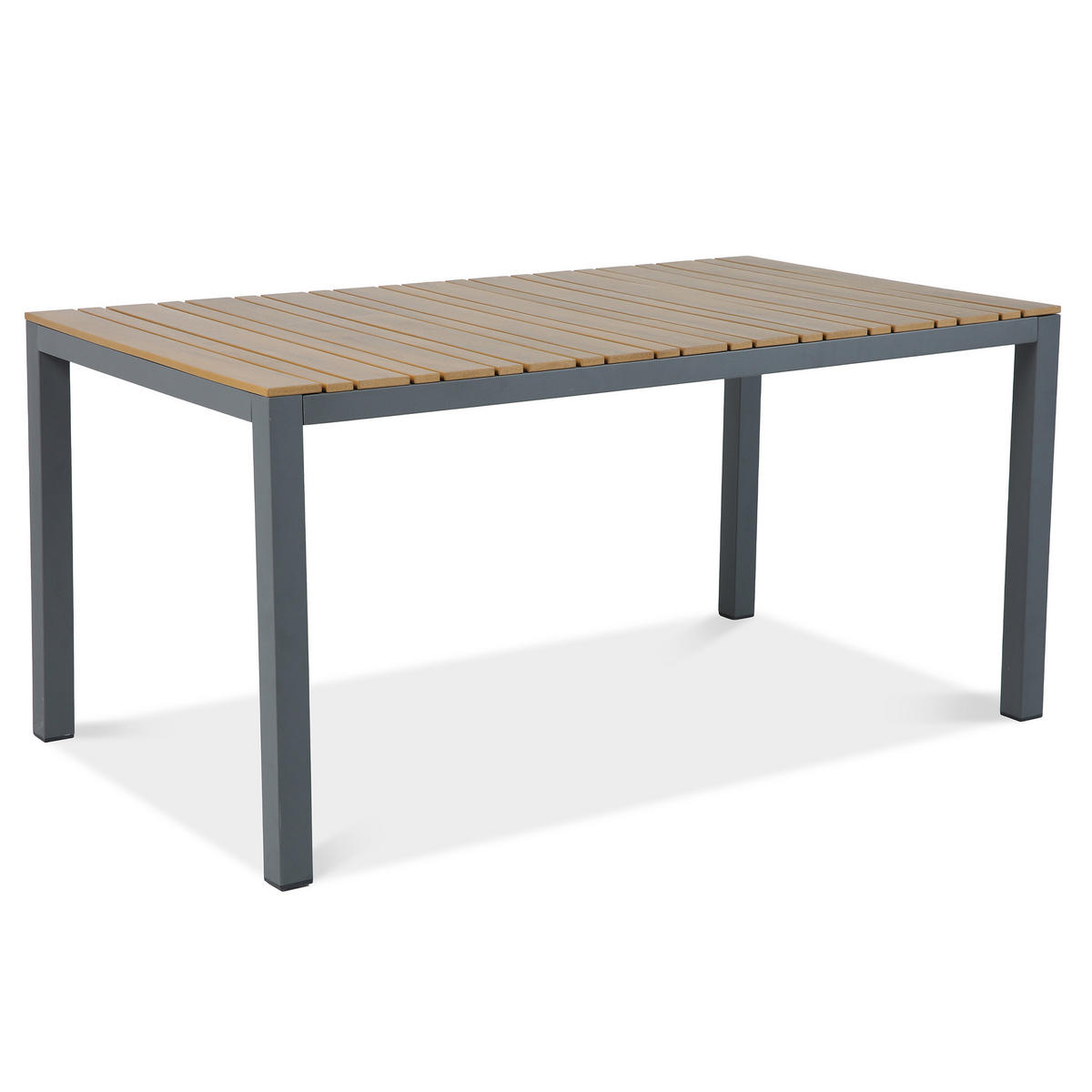 GARTENSET Winston, aus Metall, 2 Sessel + 3-Sitzer Sofa + Esstisch, für 5 Personen, Dunkelgrau - Dunkelgrau, Metall - Beautysofa