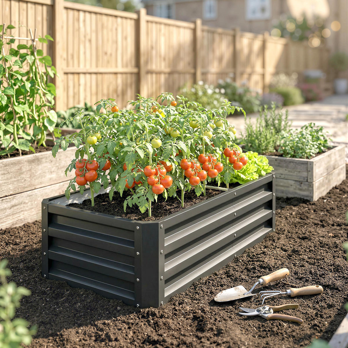HOCHBEET DE-12185 rechteckig 120/60/30,5 cm Grau - Grau, Metall (120/30.5/60cm) - ComfortXL