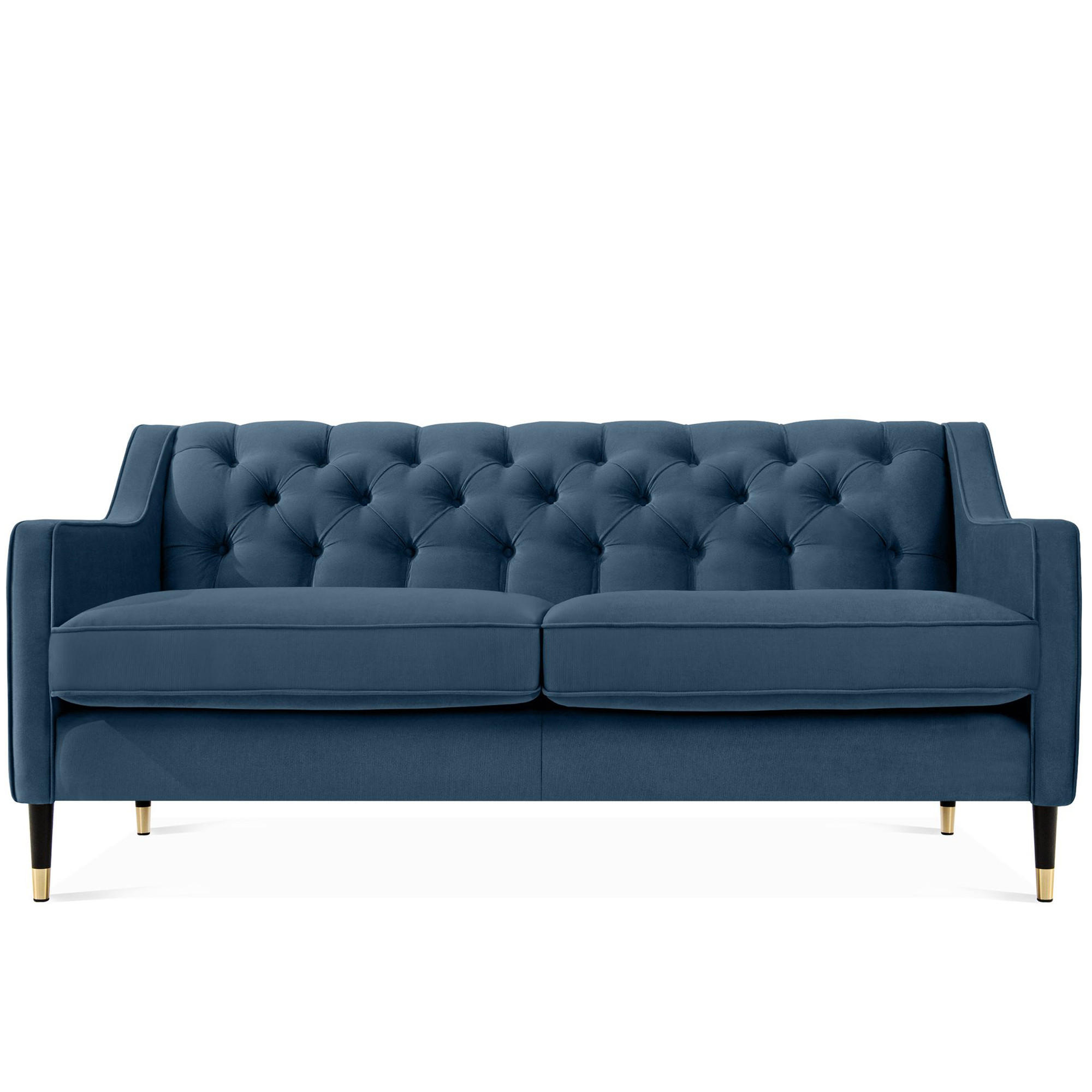 2-SITZER-SOFA NOMUS gesteppt, Blau - Wengefarben/Blau, Holzwerkstoff (170/78/80cm) - KONSIMO®