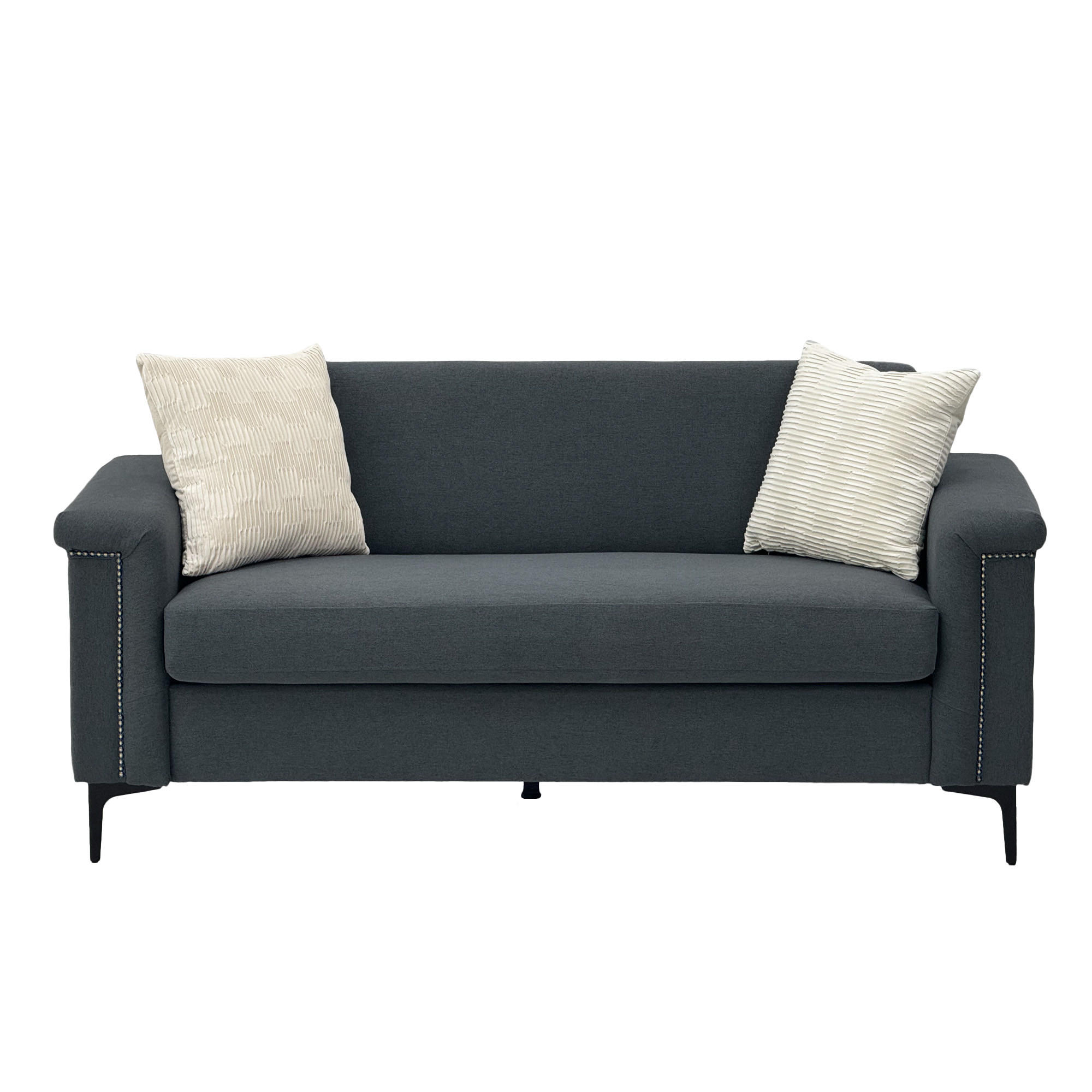 2-SITZER-SOFA aus Holz 172x73,5x81,5 cm mit Metallfüßen, dunkelgrau - Dunkelgrau, Textil (73.5/81.5/172cm)