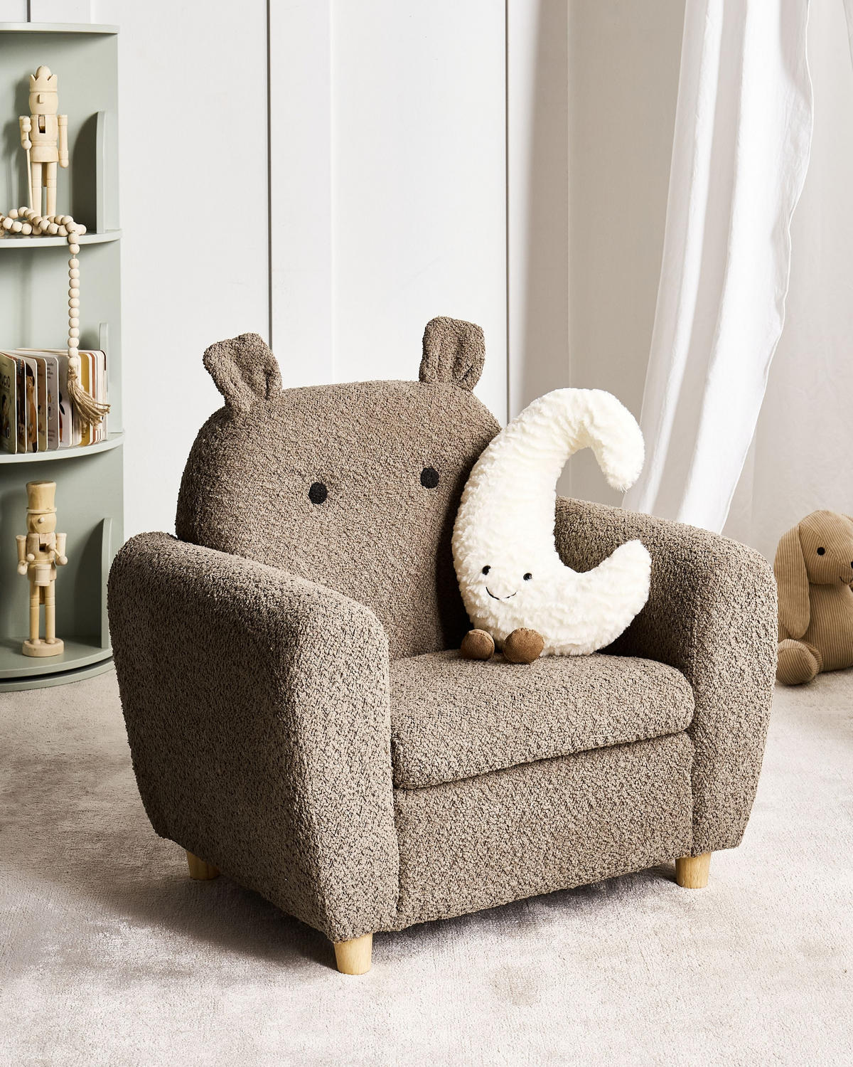 KINDERSESSEL Nilpferd Bouclé Braun Maribo - Braun, Textil (61/59/44cm) - Beliani