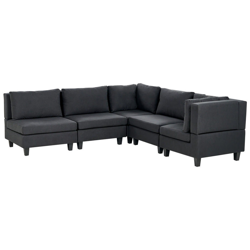 COLȚAR modul cu 5 locuri pe partea stângă negru textil Unstad