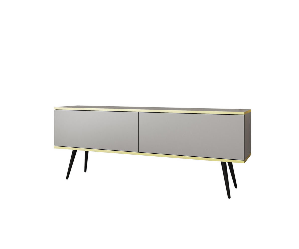 TV-SCHRANK Oris Grau matt mit goldenen Beinen Glamour 135 cm - Goldfarben/Grau, Holzwerkstoff/Metall (135/53/32cm) - Meble Lindner