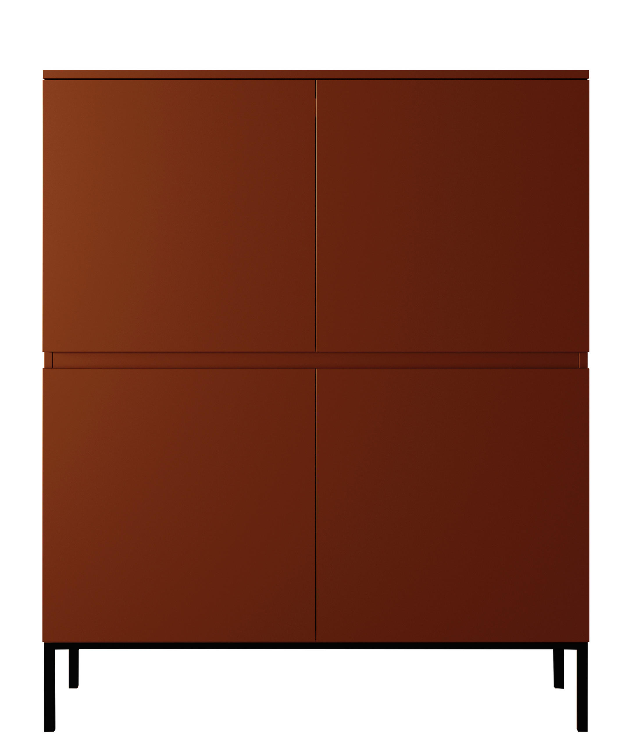 HIGHBOARD Bemmi Ziegelrot mit Metallbeinen 100 cm - Dunkelorange/Schwarz, Holzwerkstoff/Metall (100/122/35cm) - Selsey