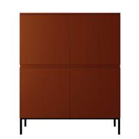 HIGHBOARD Bemmi Ziegelrot mit Metallbeinen 100 cm - Dunkelorange/Schwarz, Holzwerkstoff/Metall (100/122/35cm) - Selsey