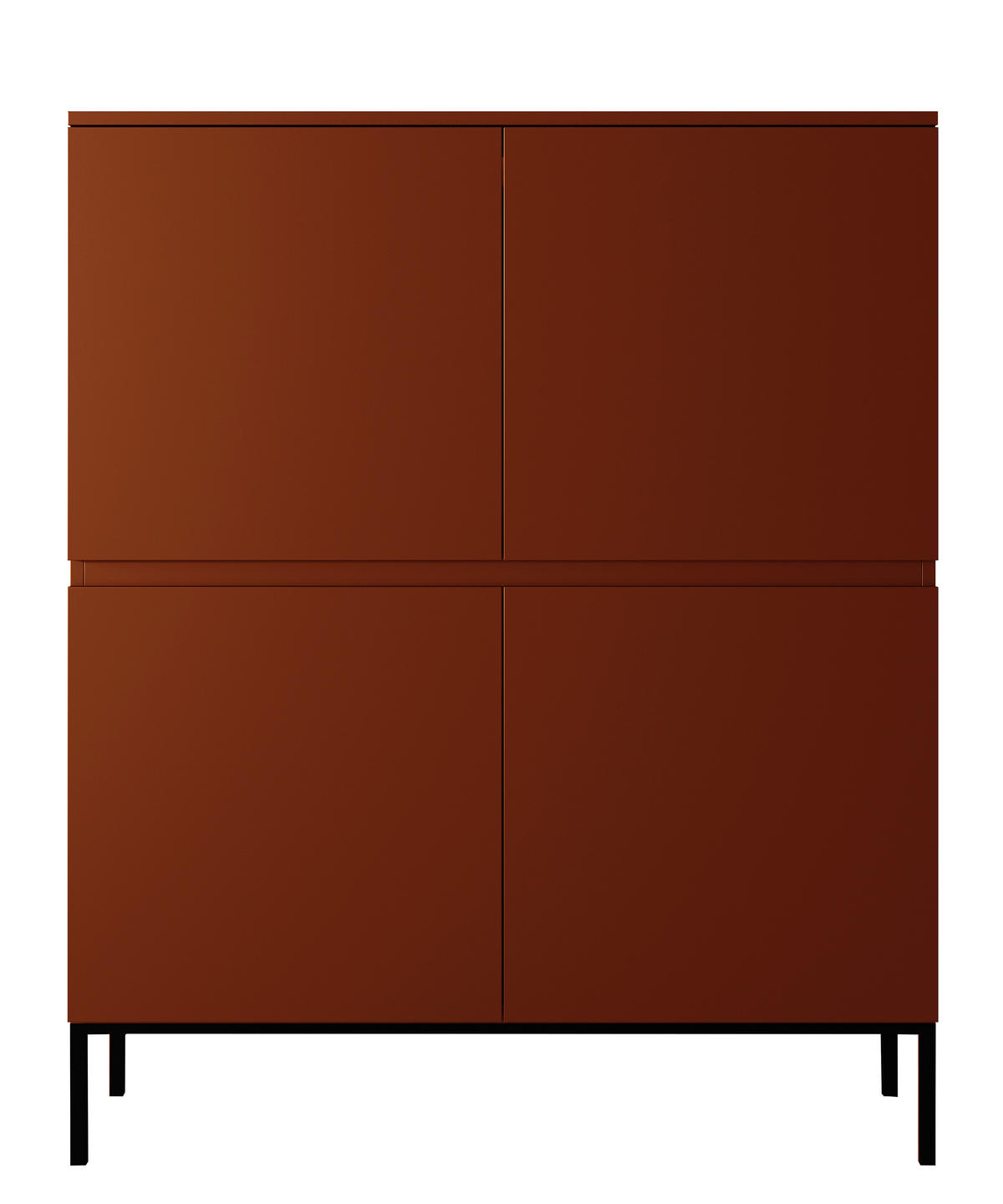 HIGHBOARD Bemmi Ziegelrot mit Metallbeinen 100 cm - Dunkelorange/Schwarz, Holzwerkstoff/Metall (100/122/35cm) - Selsey