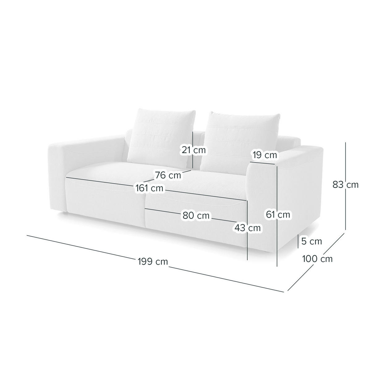 2,5-SITZER SOFA - Webstoff - Beige, Textil (199/83/100cm) - home24