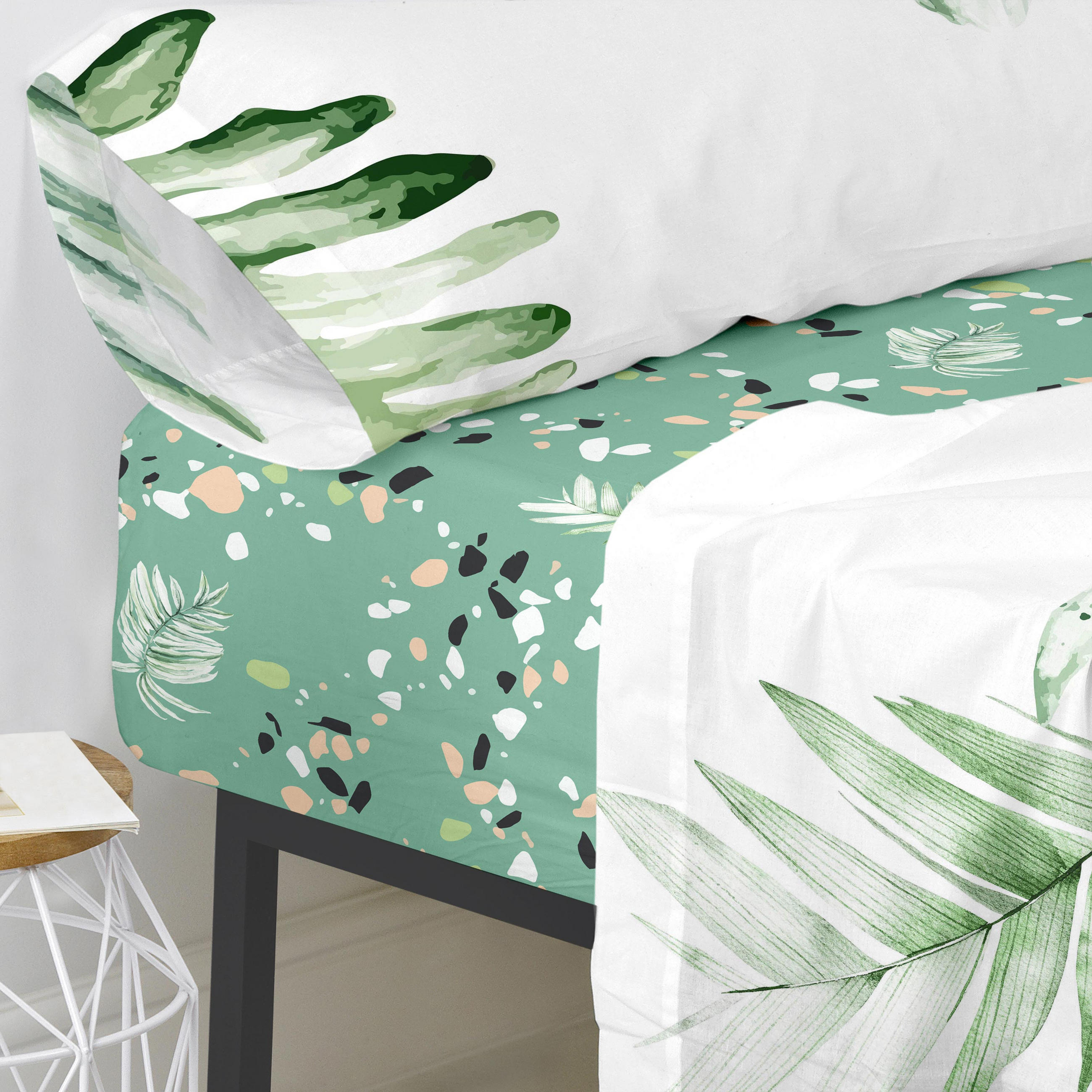 SPANNBETTTUCH delicate 180x200x32 cm mehrfarbig - Multicolor, Textil (180/200cm) - Happy Friday