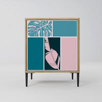 SIDEBOARD COMBINATION OF SHAPES, Eichefarben, 57,5x42x72,5 cm, Schwarze Metallfüße - Eichefarben/Multicolor, Holzwerkstoff/Metall (57.5/72.5/42cm) - SpaceRebels