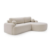 ECKSOFA Cloudy Creme, Sofa aus Boucle-Stoff mit Kissen, rechte seite - Creme, Holzwerkstoff/Textil (261/177cm) - Bettso