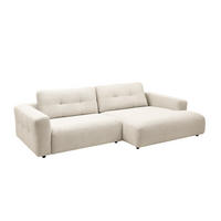 ECKSOFA XL MIKA Cremeweiß Cord - Creme/Schwarz, Kunststoff/Textil (296/167cm) - KAWOLA