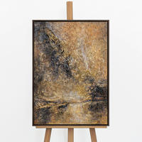 GEMÄLDE Goldener Strom Schattenfugenrahmen Grau 70x50 cm - Grau, Holz (70/50cm) - YS-art gallery