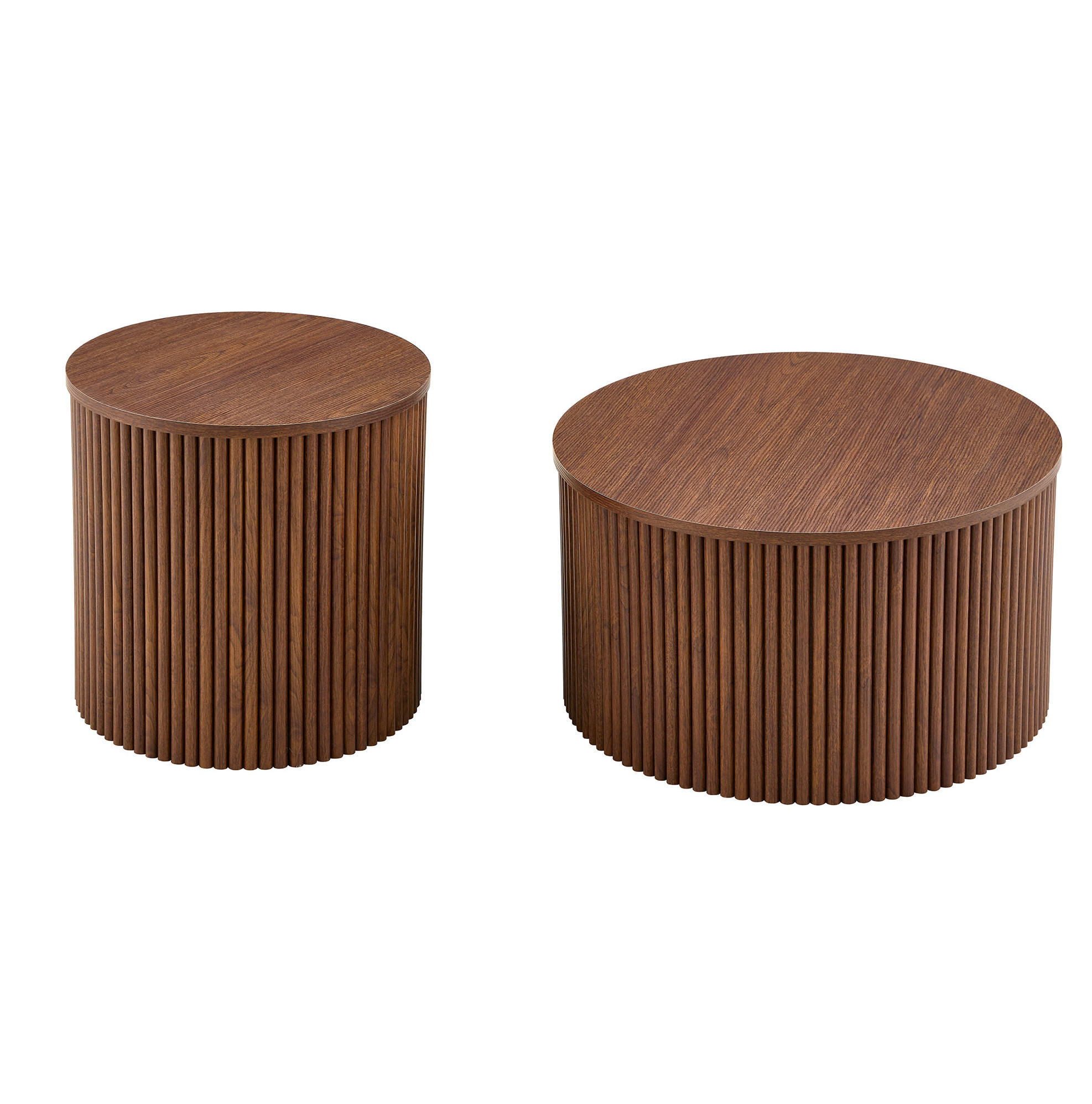 COUCHTISCH aus MDF in Walnussfarben mit verborgenem Stauraum im 2er-Set - Walnussfarben, Holzwerkstoff (65/65/40cm) - Modfu