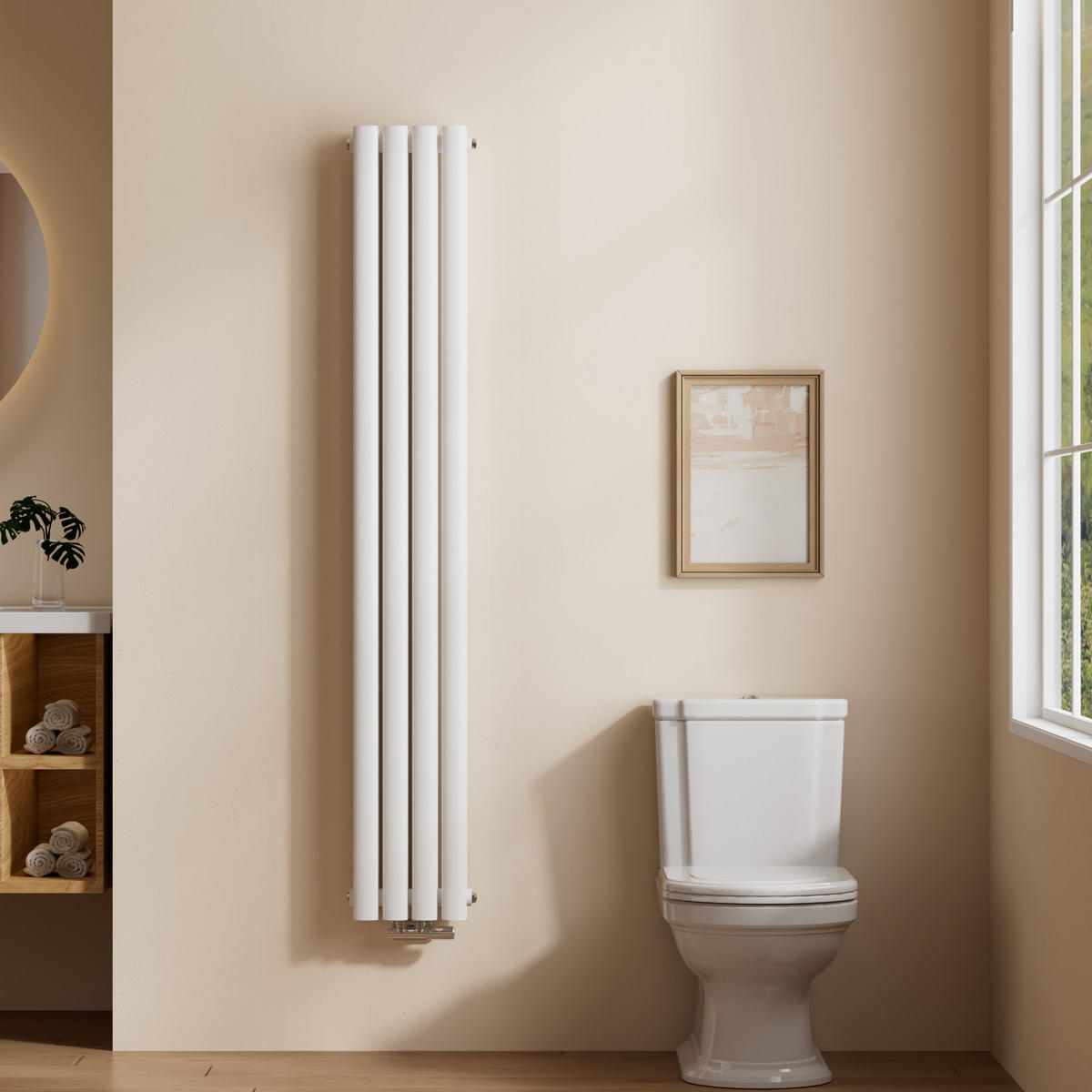HEIZKÖRPER Doppelrohr vertikal montierbar Weiß 24/160/8,1 cm - Weiß Hochglanz, Metall (24/160/8cm) - EMKE